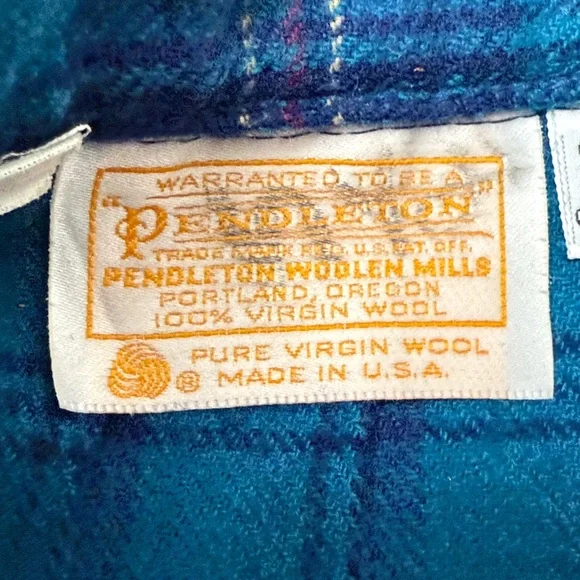 Pendleton Teal and Navy Plaid A-Line Skirt - Picture 3 of 6